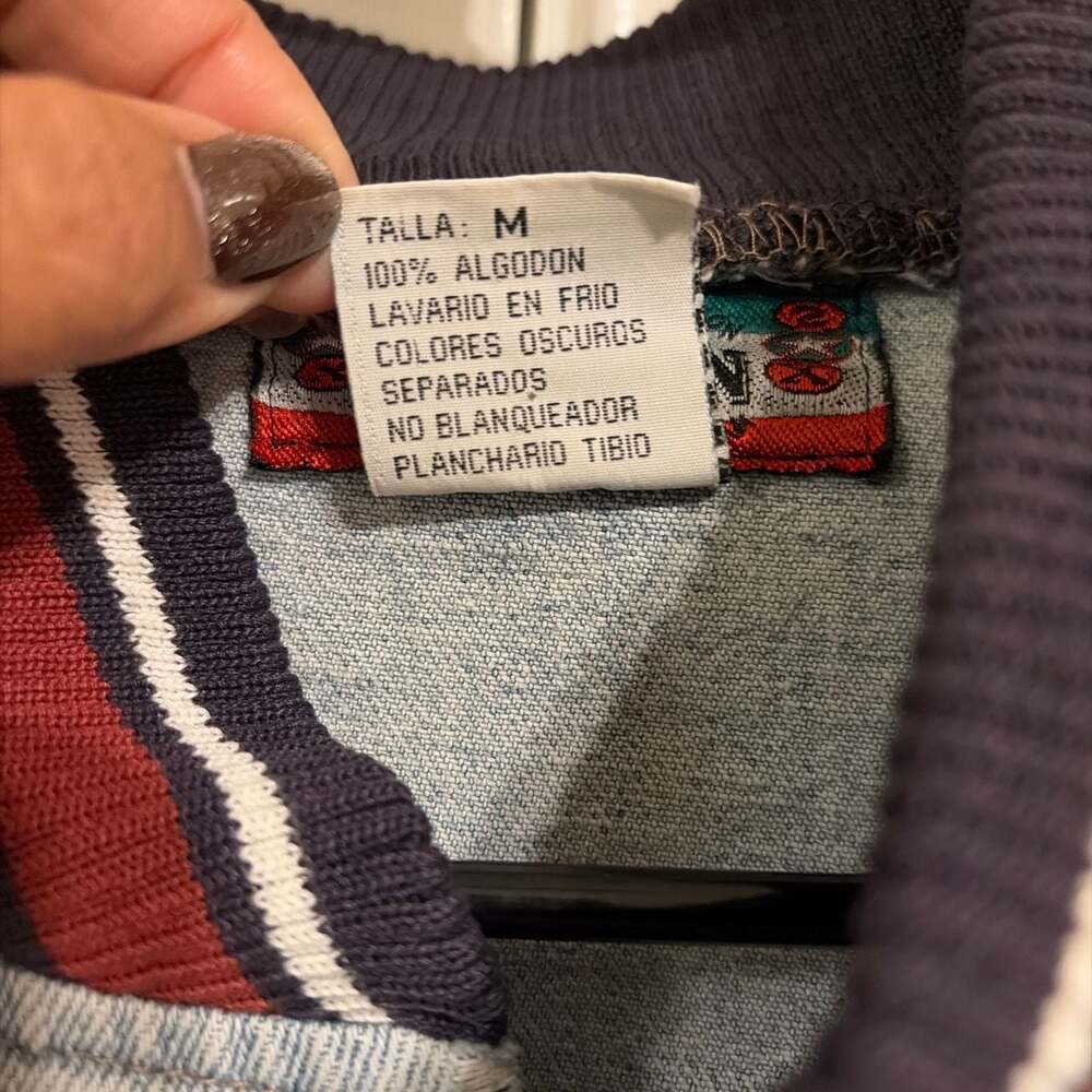 Vintage Saxon Club Embroidered Denim Varsity Jacket - Picture 5 of 8